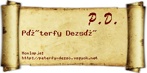Péterfy Dezső névjegykártya